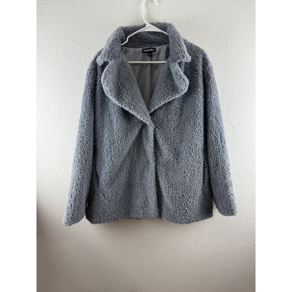 Kimberly.C Women's Sheep Faux Fur Open Front Overcoat Size L/XL Gray